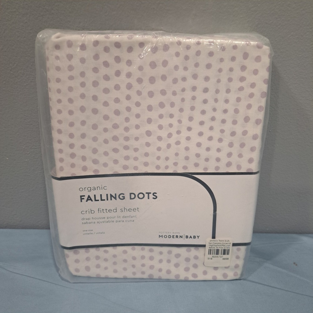 Pottery Barn Kids Falling Dots Organic Crib Fitted Sheet Purple Nursery Bedding